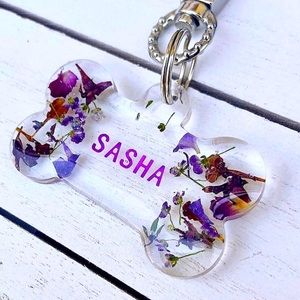 🌸🐶 Customizable floral dog tags! 🐶🌸